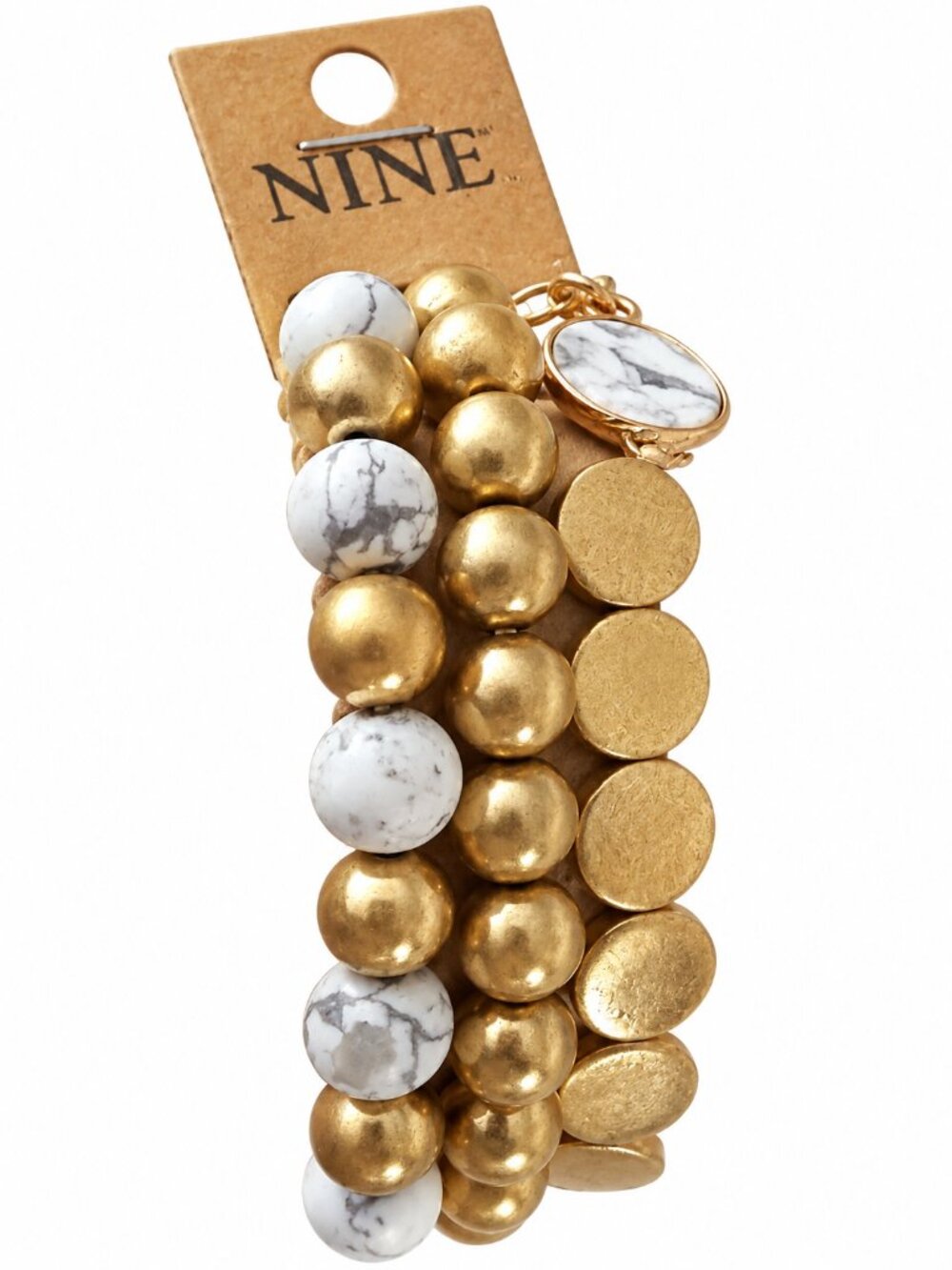 Gold Tone & Marble Look Multi-Strand Stretch Bracelet NWT